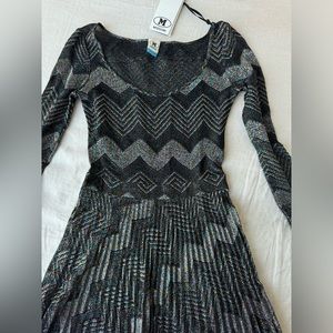 NWT- MISSONI black sparkle maxi full sleeve dress in Size XS